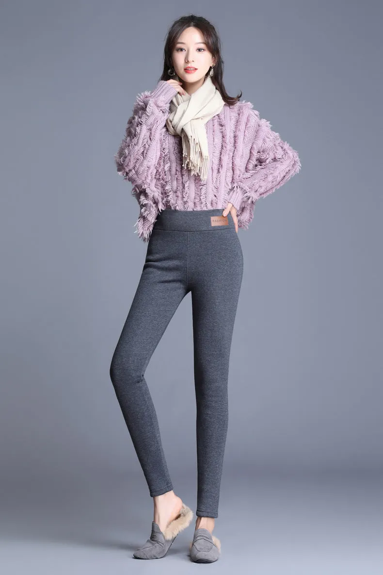 Women Velvet Warm Pants Hight Waist Leggings