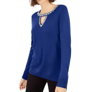 Women's Embellished Sweater,Indigo
