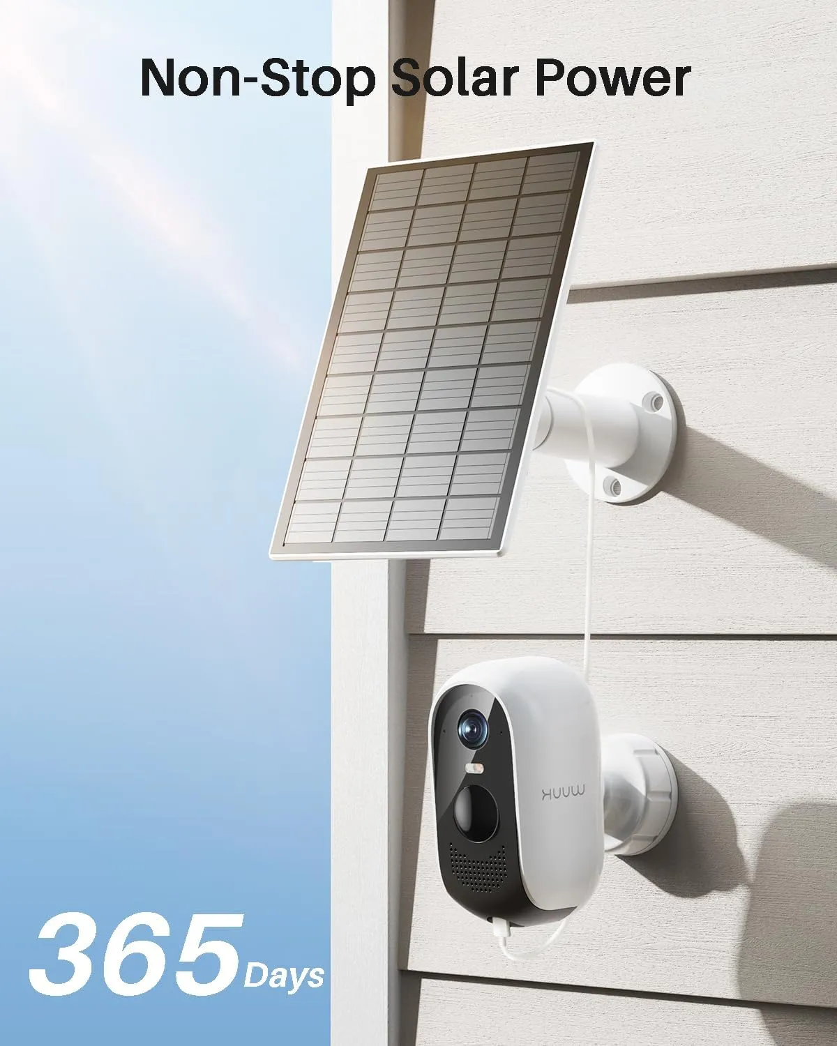 WUUK Add-on Solar Camera, Requires Base Station, Home Security Cameras Wireless Outdoor, 2K HD, No Monthly Fee, Compatible with Alexa & Google