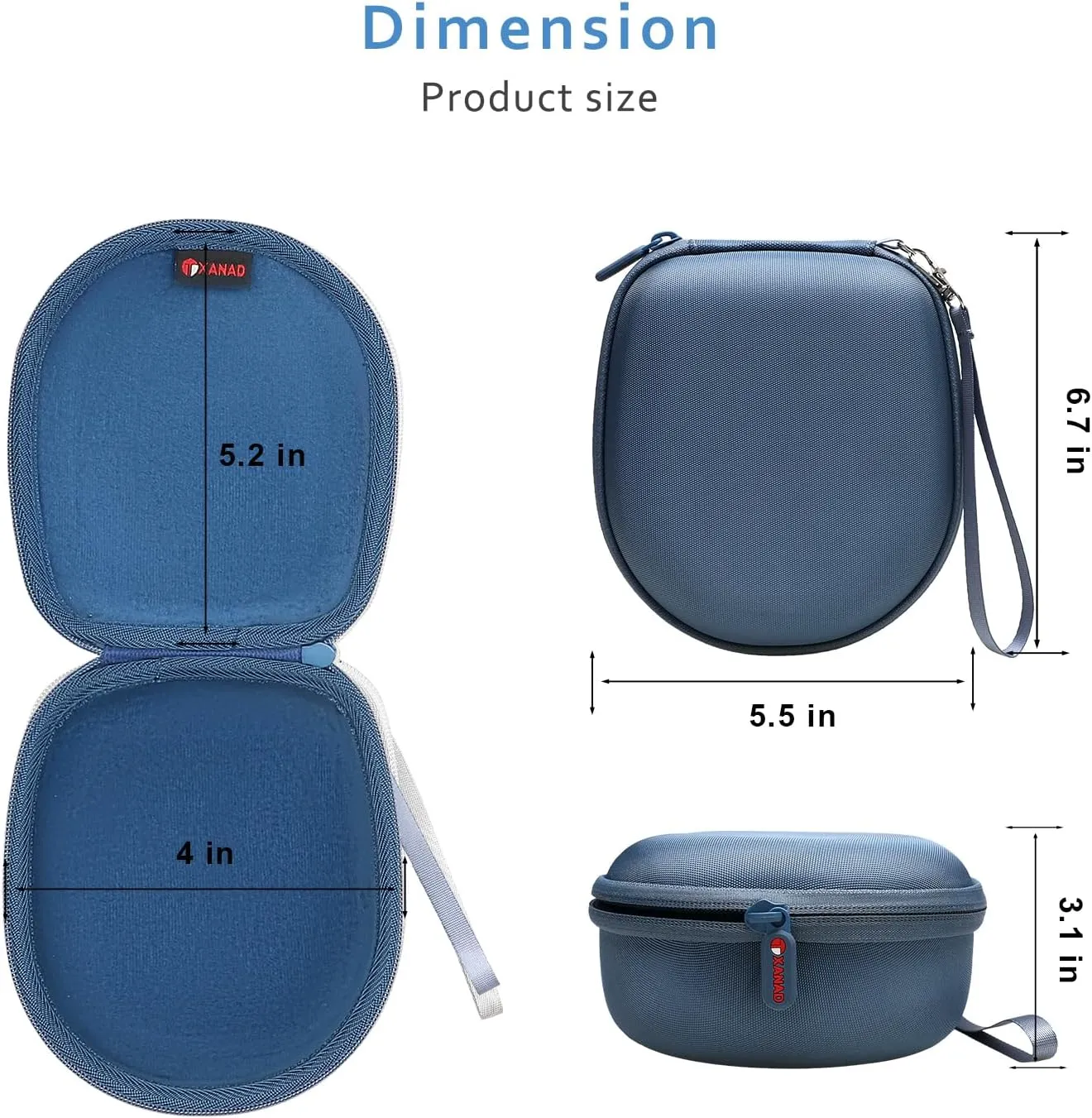 XANAD Blue Case for Kids Headphone - Elecder i37 / Noot K11 / iClever HS14 Foldable Wired On-Ear Headset (The Headset is not Included)