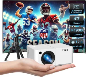 XGODY X2 Smart Projector with Wifi and Bluetooth, Portable Mini Projectors for Outdoor,Native 4K,Aspect Ratio 16:9Android 12.0