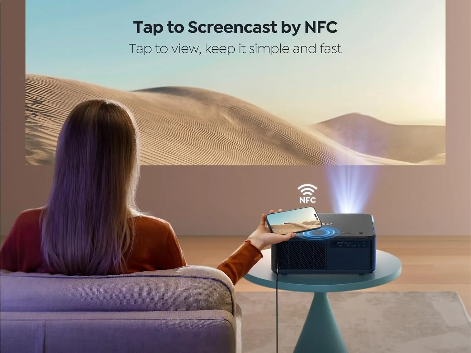 YABER K2s 1000 ANSI WiFi 6 Bluetooth Projector, Sound by JBL, Dolby Audio, Auto Focus & Keystone, Native 1080P 4K Supported Outdoor Movie Projector (Renewed)