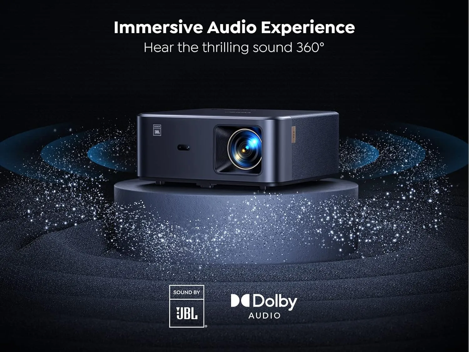 YABER K2s 1000 ANSI WiFi 6 Bluetooth Projector, Sound by JBL, Dolby Audio, Auto Focus & Keystone, Native 1080P 4K Supported Outdoor Movie Projector (Renewed)