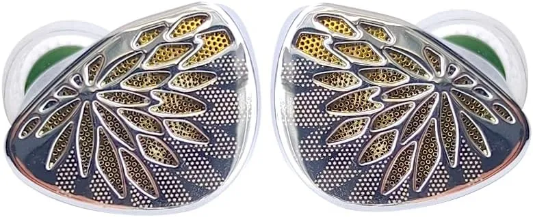 YuXuanJi in Ear Monitors Headphones, Wired Earbuds Earphone with 10mm TPLX Topology Dynamic Driver Zinc Construction, 0.78mm Detachable Cable for IEM, Musician Audiophile, Silver, 4.4mm