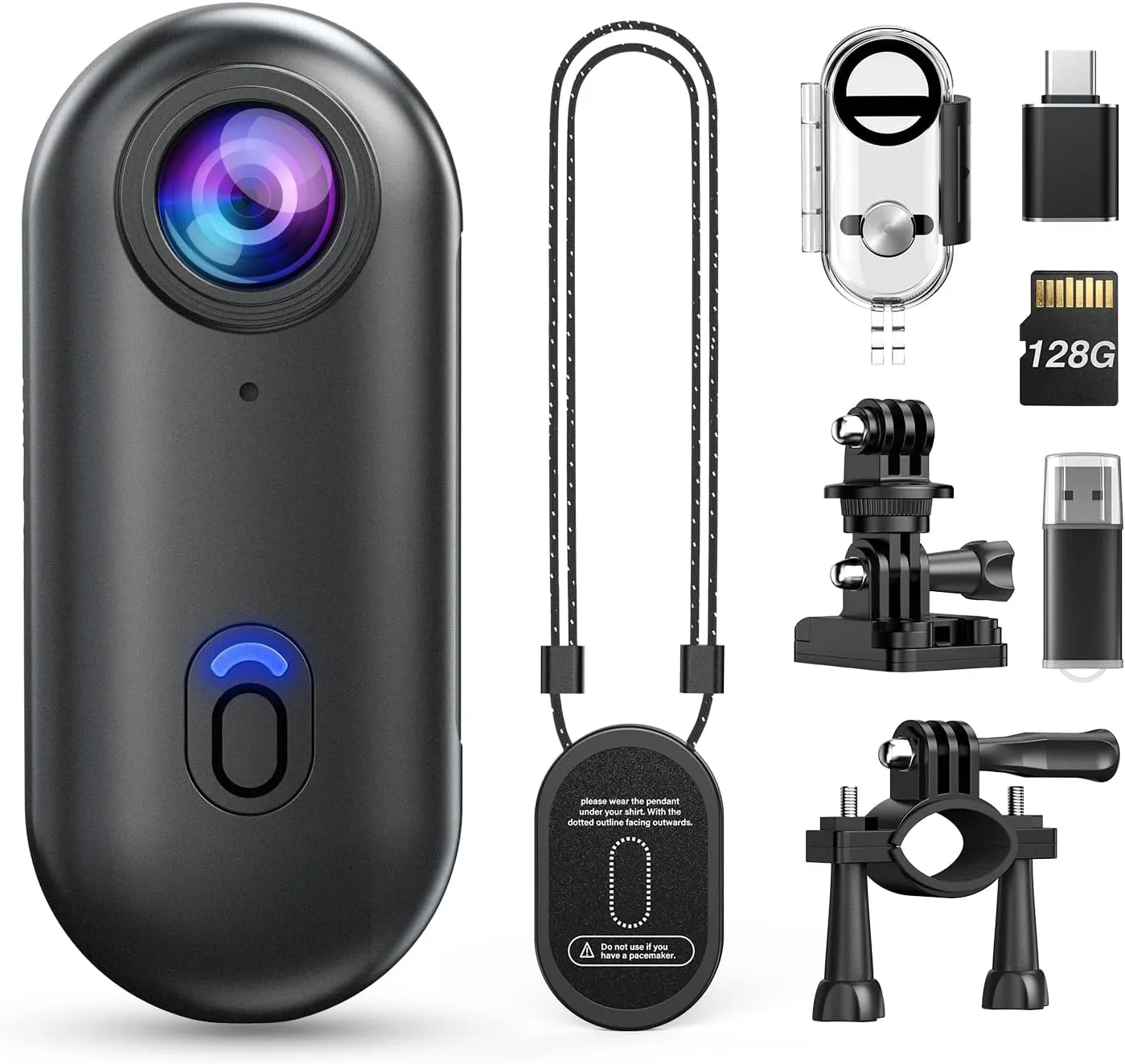Z10 2K Action Camera, 128GB Wearable Sports Camera with Waterproof Case, Magnetic Clip, and Quick-Mount Accessories, Small Body Cam for Cycling, Diving, Travel, and Outdoor Adventures