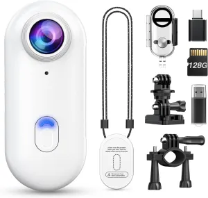 Z10 2K Action Camera, 128GB Wearable Sports Camera with Waterproof Case, Magnetic Clip, and Quick-Mount Accessories, Small Body Cam for Cycling, Diving, Travel, and Outdoor Adventures(WT128GB)