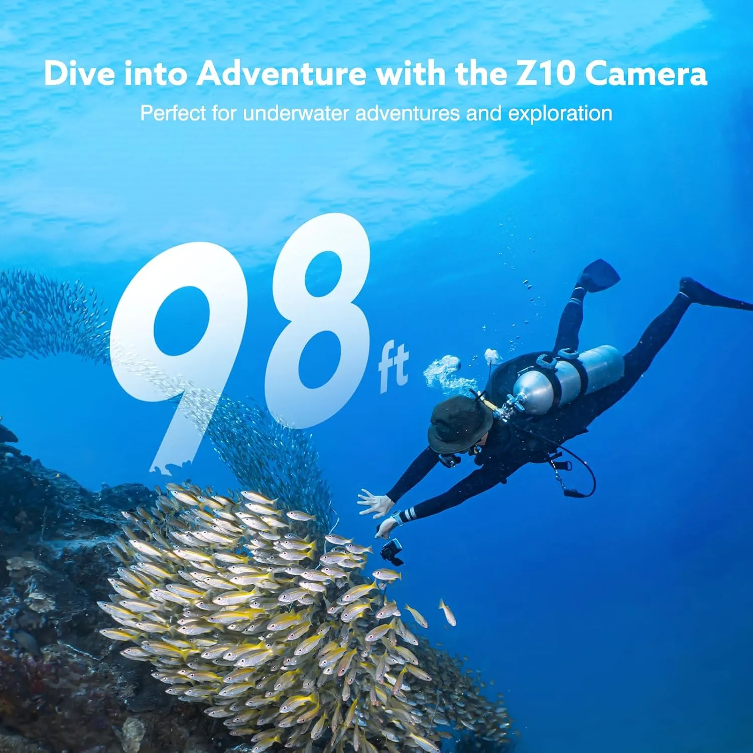 Z10 2K Action Camera, 128GB Wearable Sports Camera with Waterproof Case, Magnetic Clip, and Quick-Mount Accessories, Small Body Cam for Cycling, Diving, Travel, and Outdoor Adventures(WT128GB)